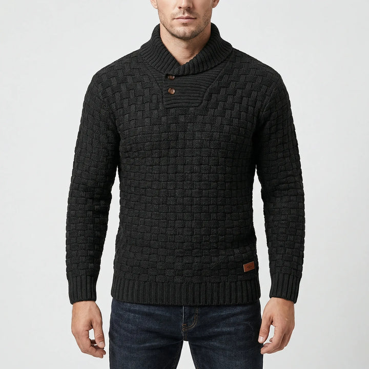 Halbrek - Ribbed Half-Collar Button Sweater