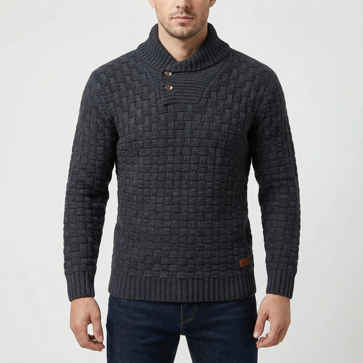 Halbrek - Ribbed Half-Collar Button Sweater