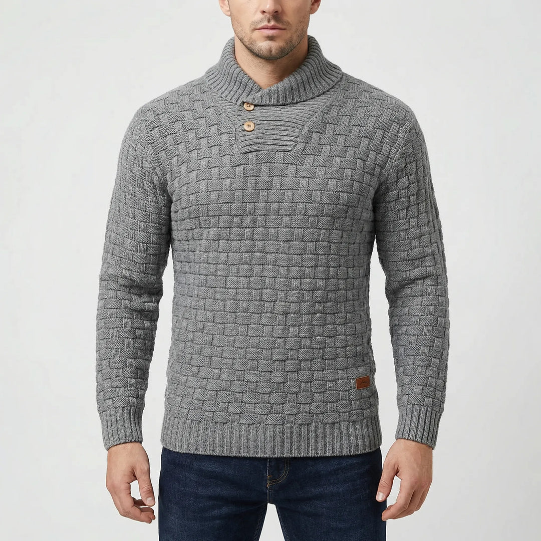 Halbrek - Ribbed Half-Collar Button Sweater