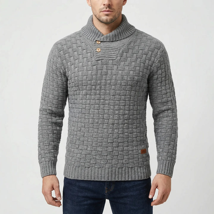 Halbrek - Ribbed Half-Collar Button Sweater