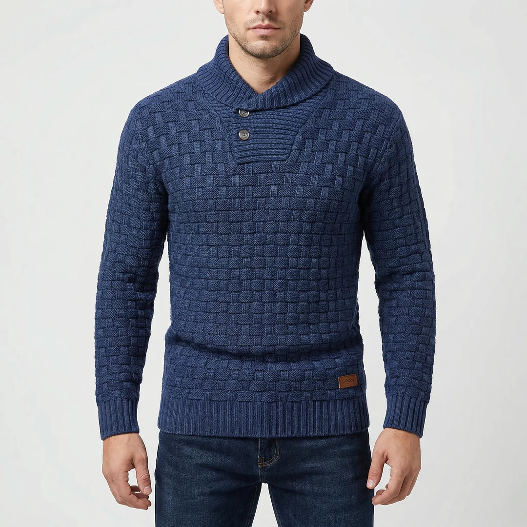 Halbrek - Ribbed Half-Collar Button Sweater