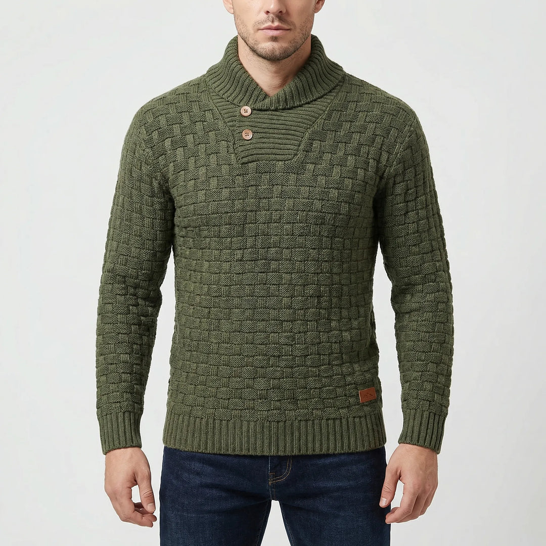 Halbrek - Ribbed Half-Collar Button Sweater