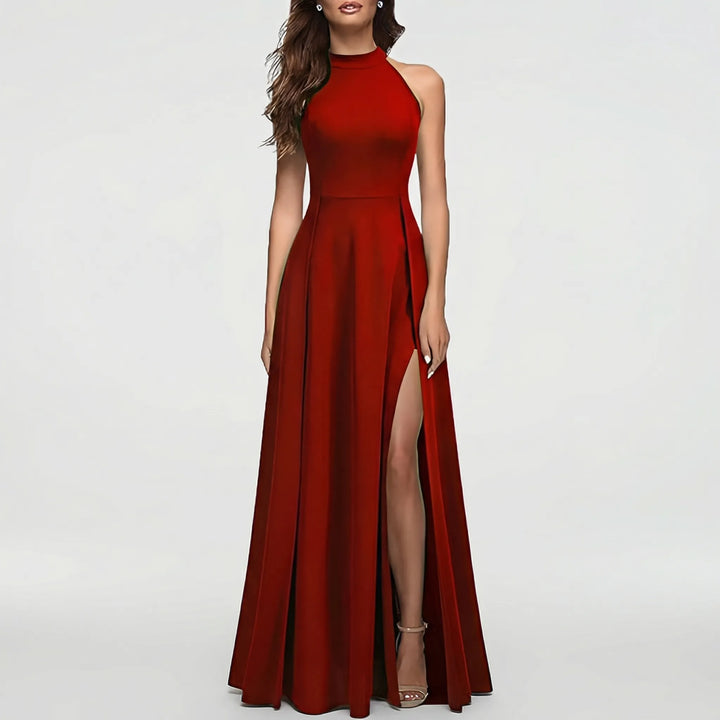 Halvora - Halter Neckline Floor-Length Bridesmaid Dress