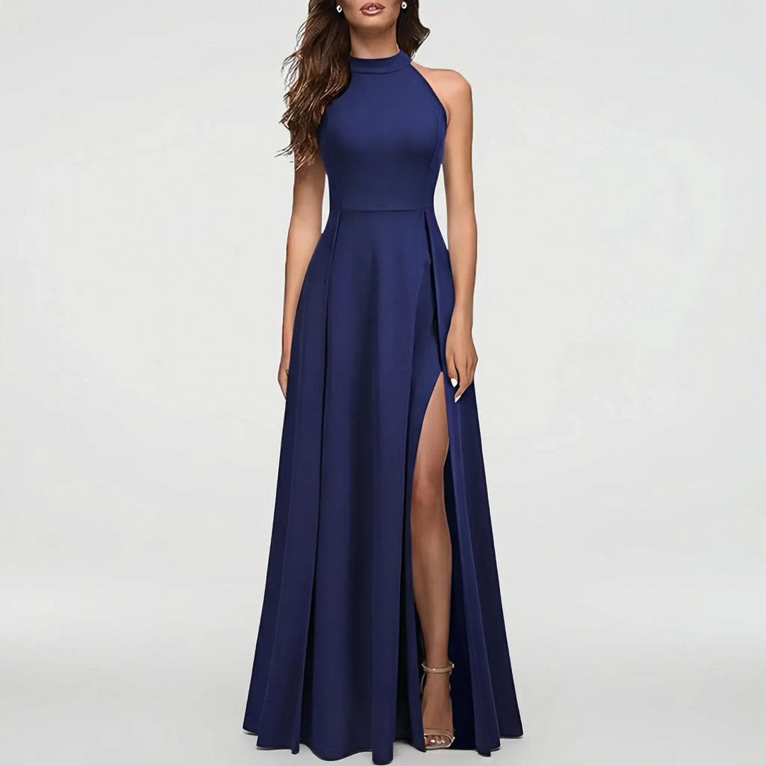 Halvora - Halter Neckline Floor-Length Bridesmaid Dress