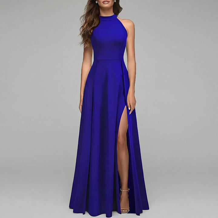 Halvora - Halter Neckline Floor-Length Bridesmaid Dress