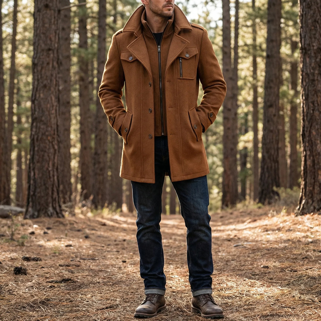 Halvorn - Mid-Thigh Structured Men's Overcoat