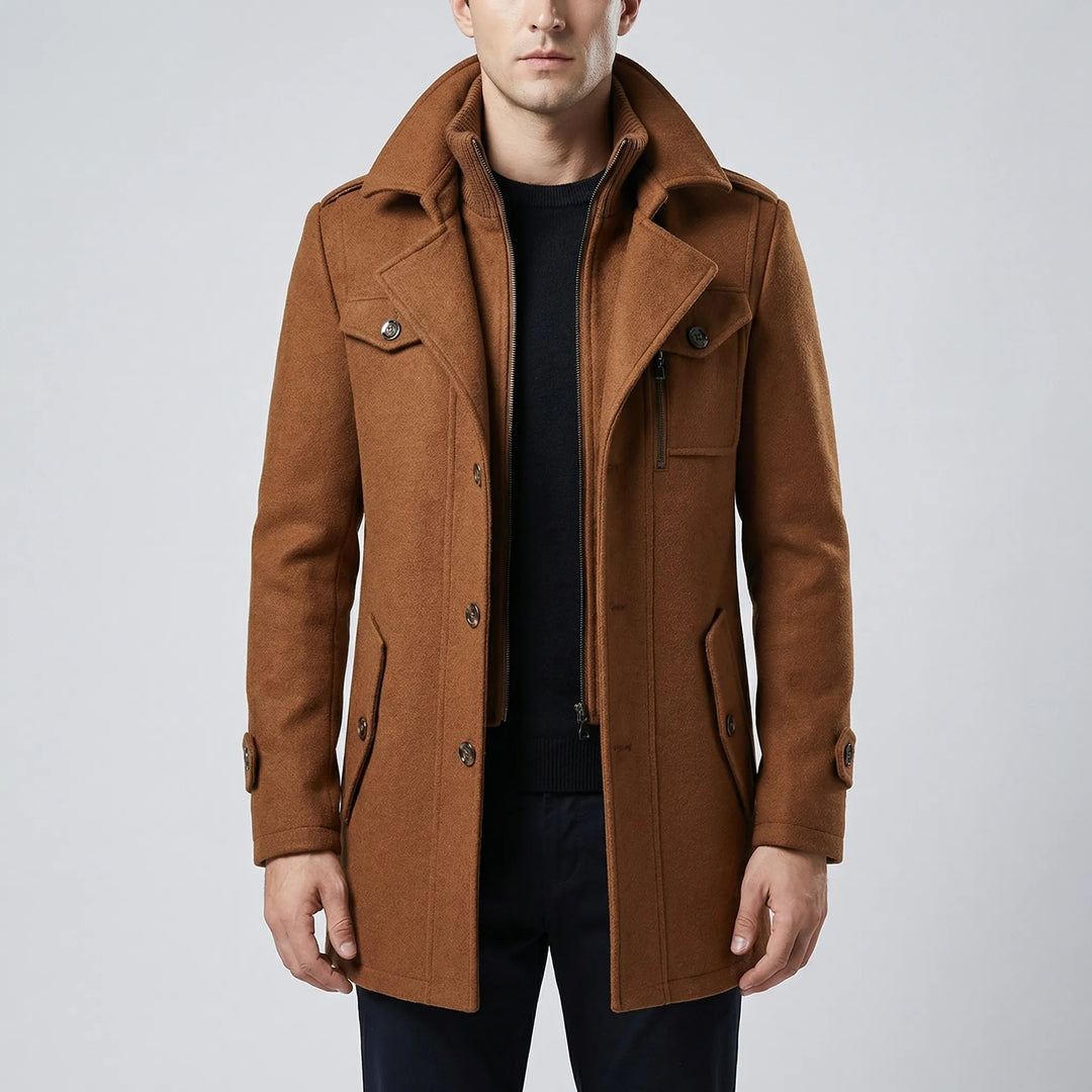 Halvorn - Mid-Thigh Structured Men's Overcoat