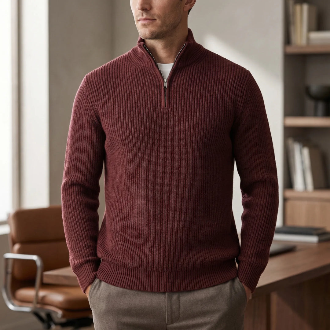 Halvzen - Half-Zip Ribbed Knit Pullover