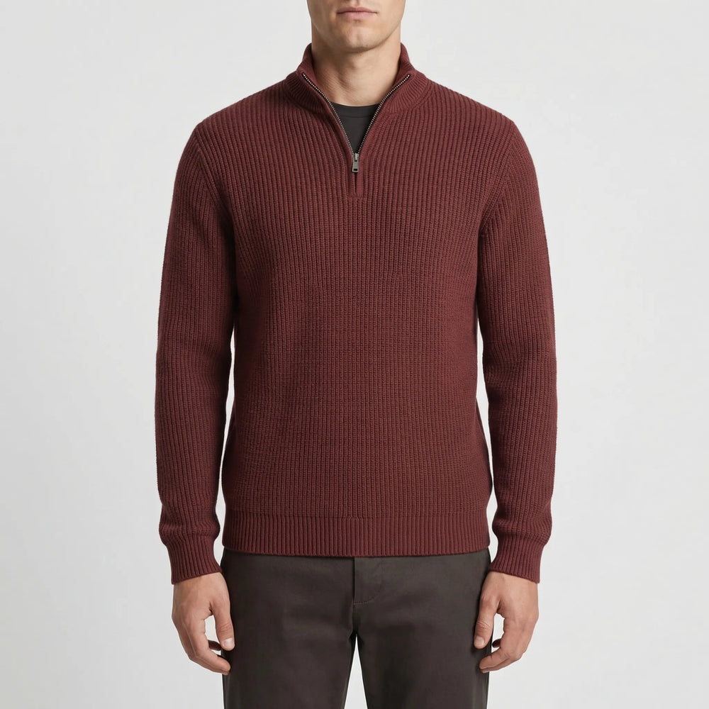Halvzen - Half-Zip Ribbed Knit Pullover