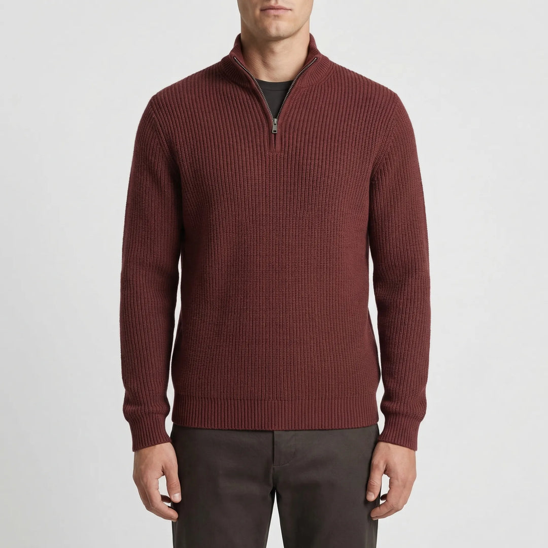 Halvzen - Half-Zip Ribbed Knit Pullover