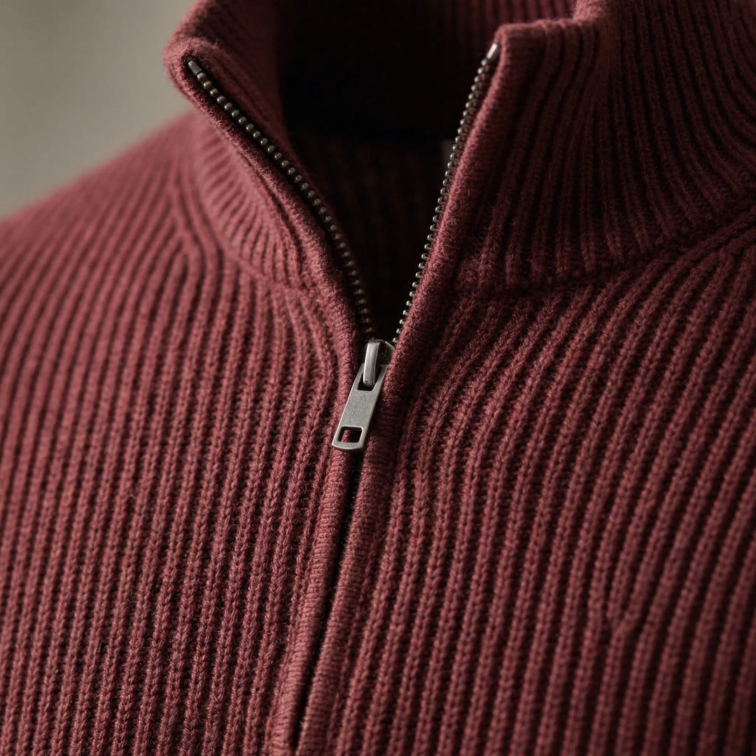 Halvzen - Half-Zip Ribbed Knit Pullover