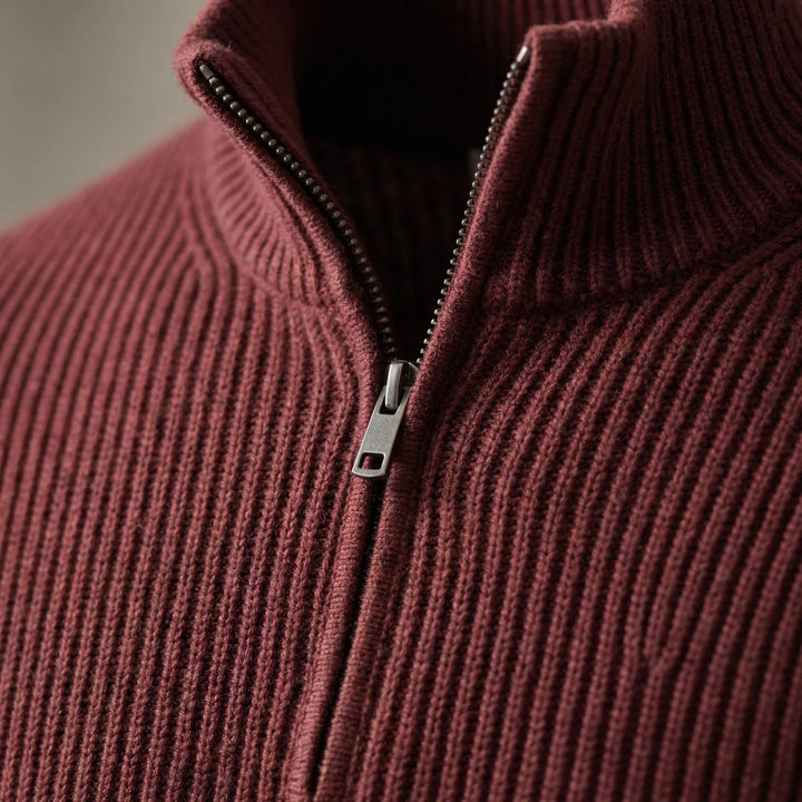 Halvzen - Half-Zip Ribbed Knit Pullover