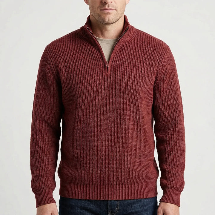 Halvzen - Half-Zip Ribbed Knit Pullover