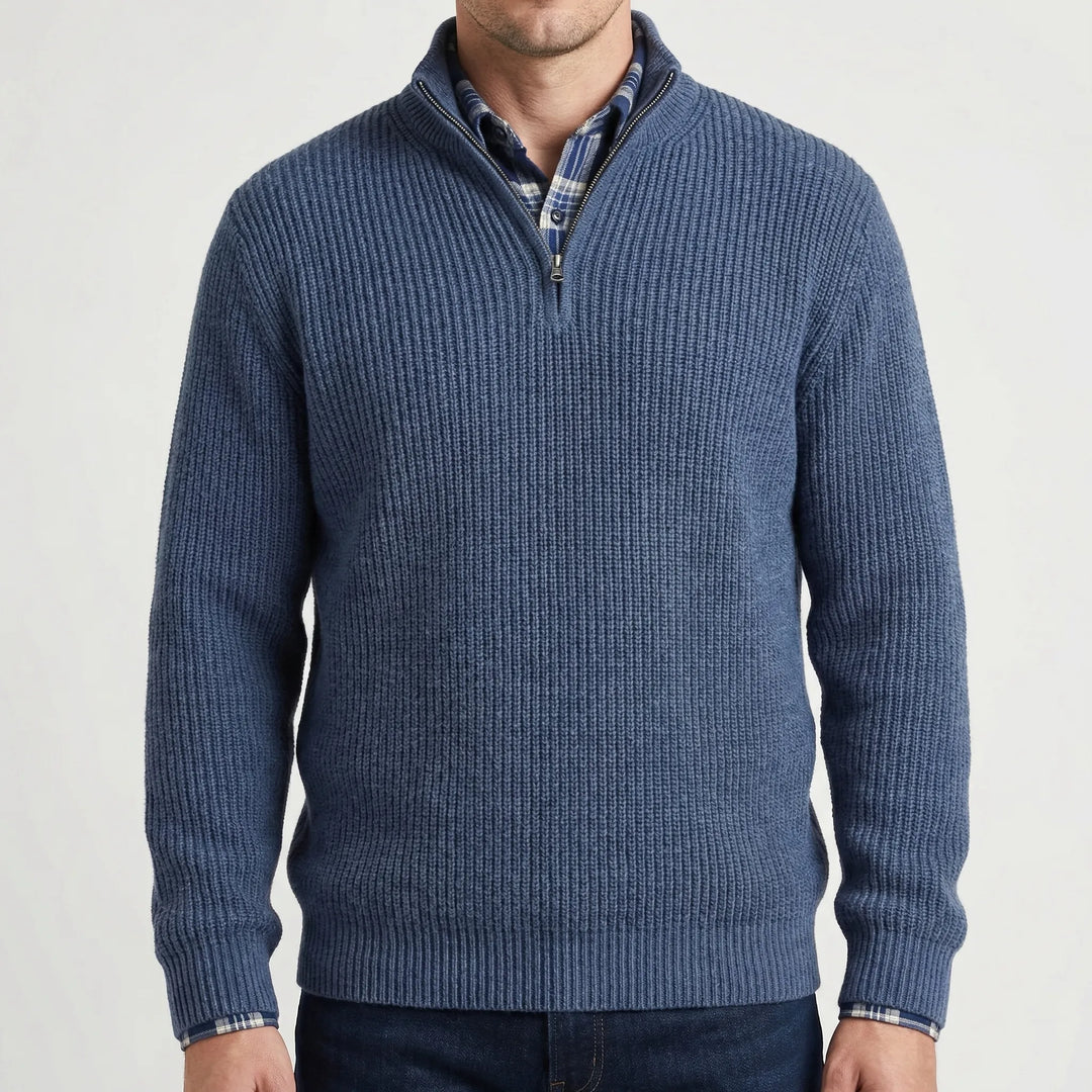 Halvzen - Half-Zip Ribbed Knit Pullover