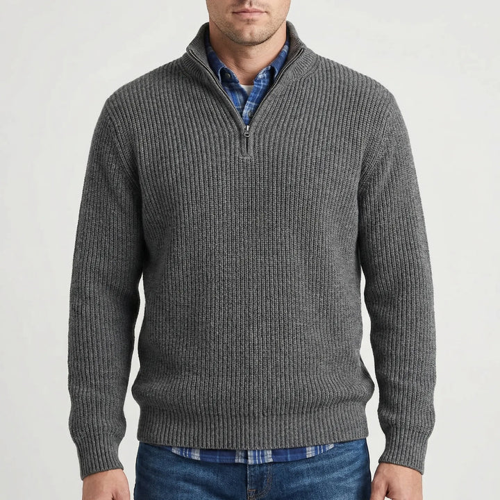 Halvzen - Half-Zip Ribbed Knit Pullover
