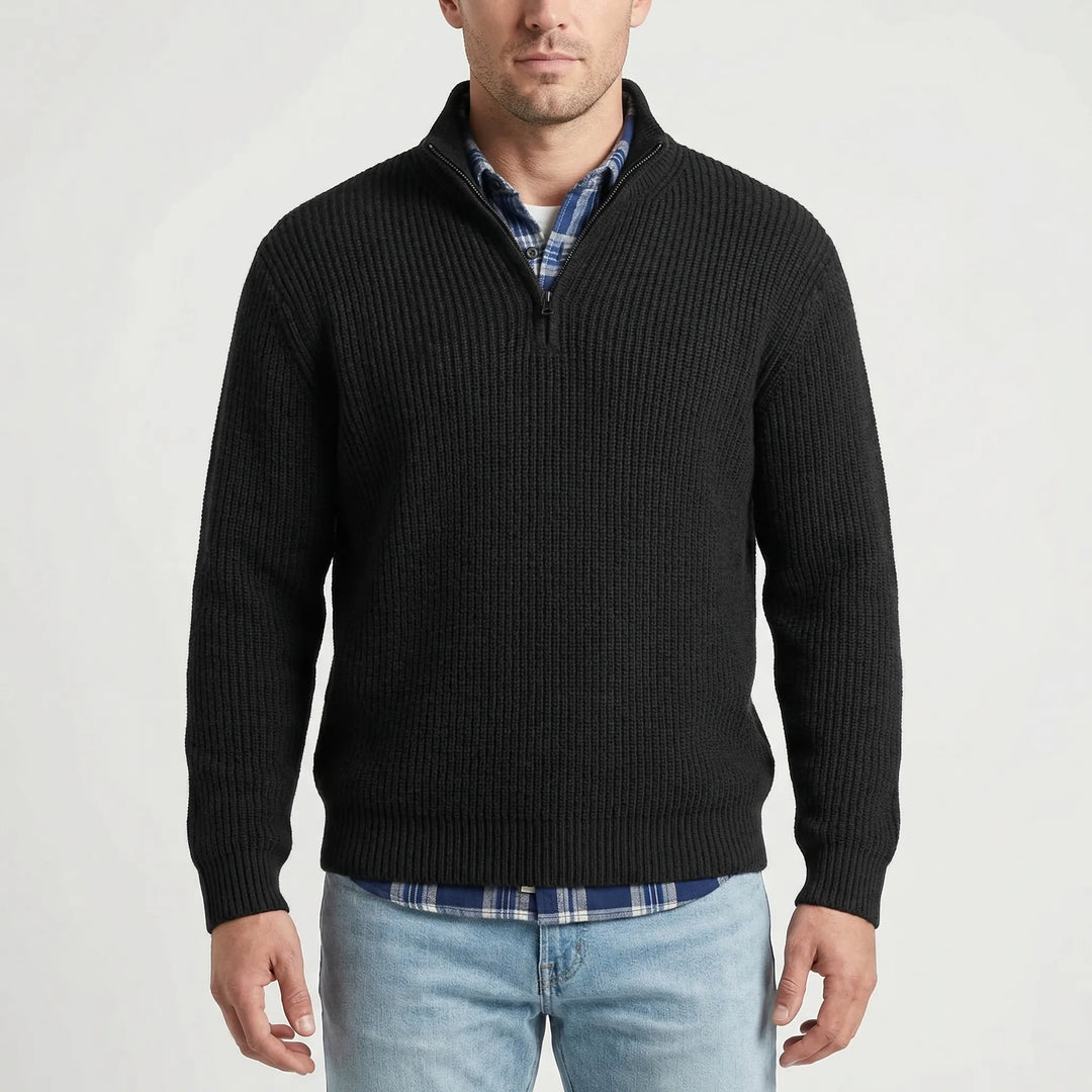 Halvzen - Half-Zip Ribbed Knit Pullover