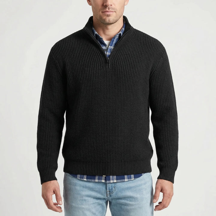 Halvzen - Half-Zip Ribbed Knit Pullover