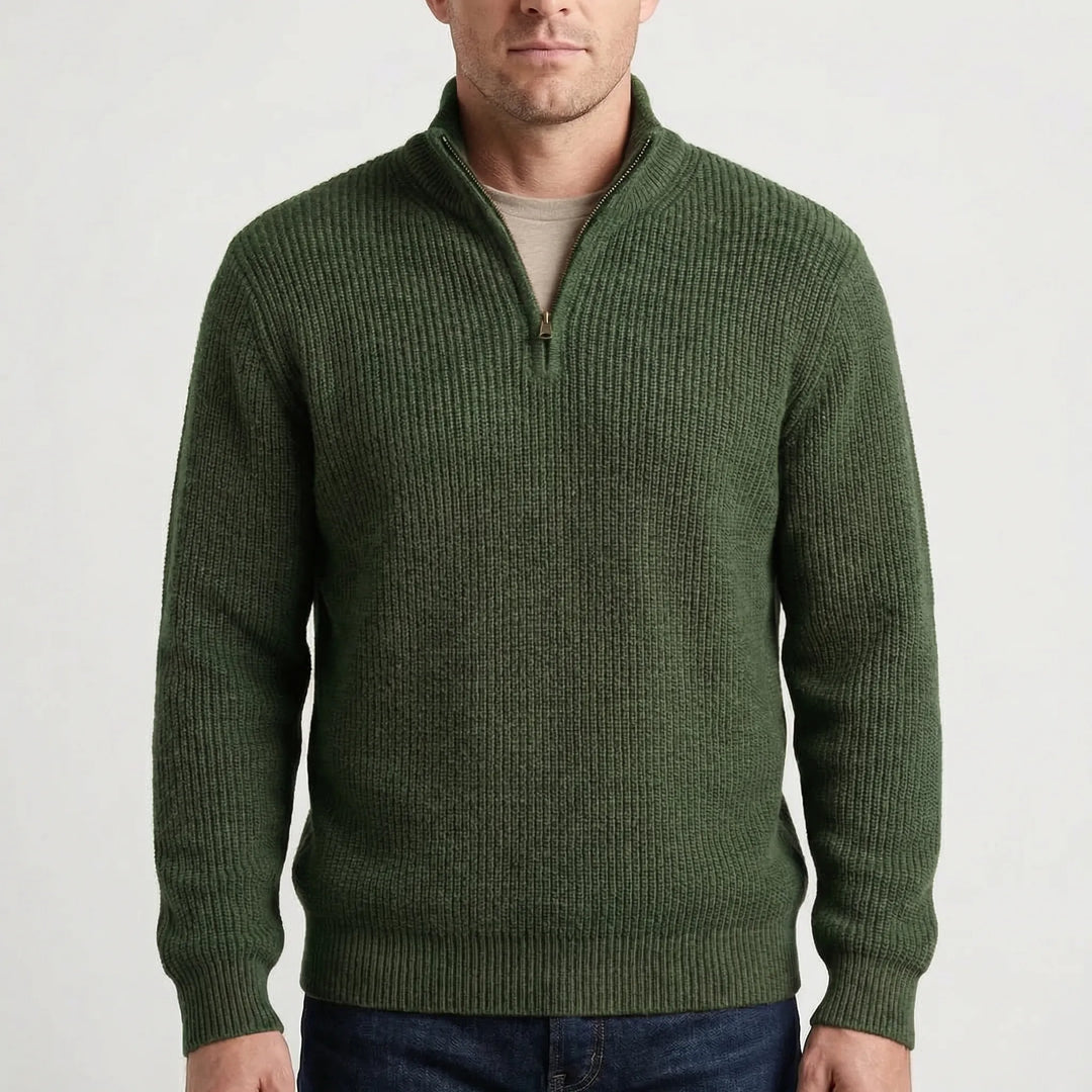 Halvzen - Half-Zip Ribbed Knit Pullover
