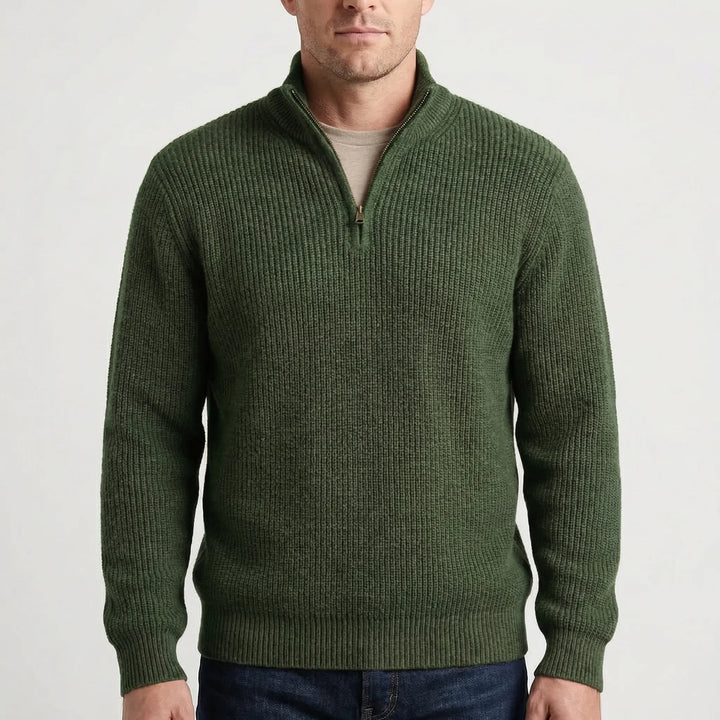 Halvzen - Half-Zip Ribbed Knit Pullover