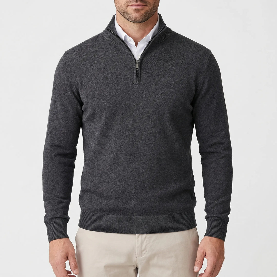 Halvzen - Quarter-Zip High-Neck Pullover Sweater