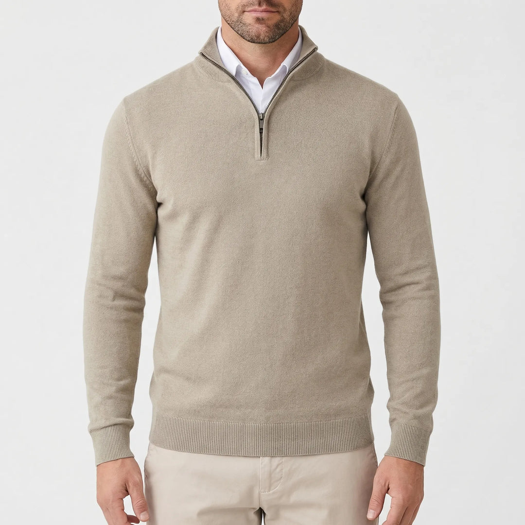 Halvzen - Quarter-Zip High-Neck Pullover Sweater