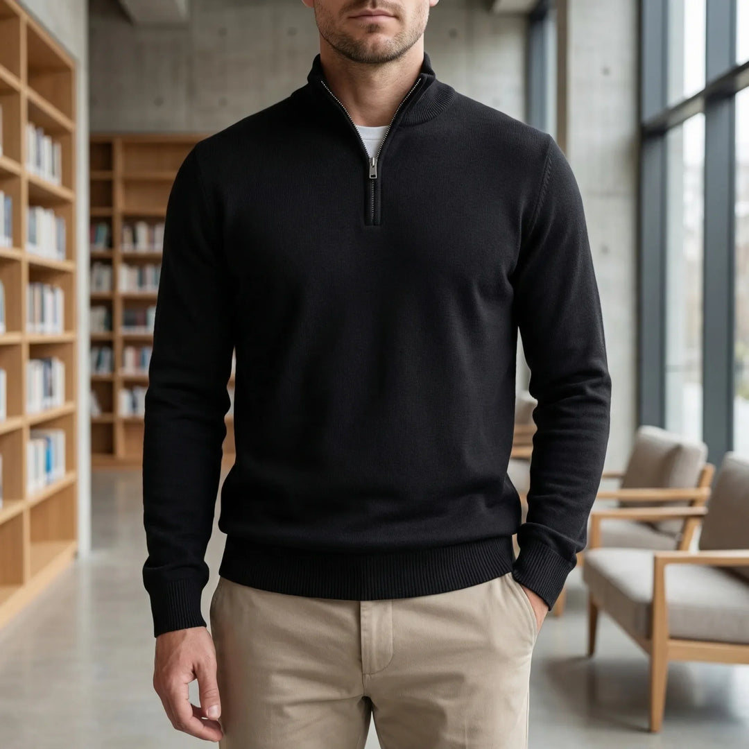 Halvzen - Quarter-Zip High-Neck Pullover Sweater
