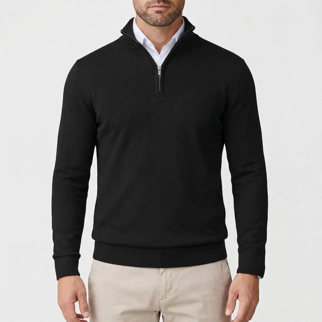 Halvzen - Quarter-Zip High-Neck Pullover Sweater
