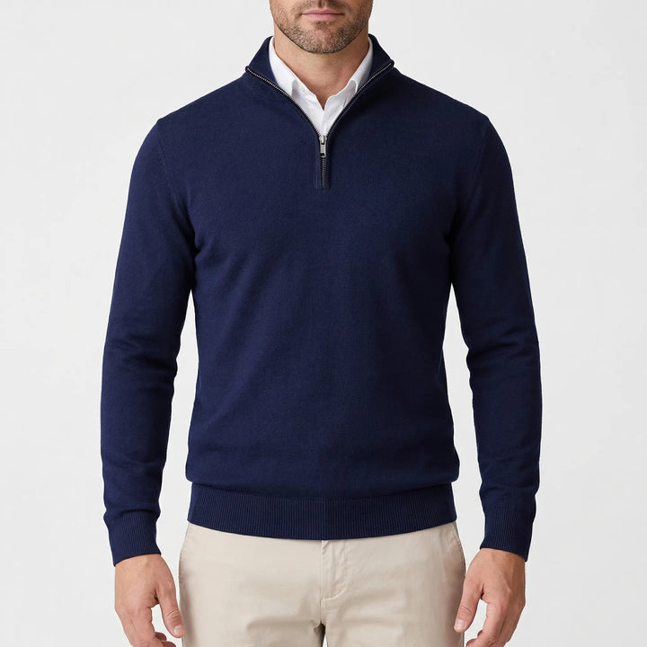 Halvzen - Quarter-Zip High-Neck Pullover Sweater