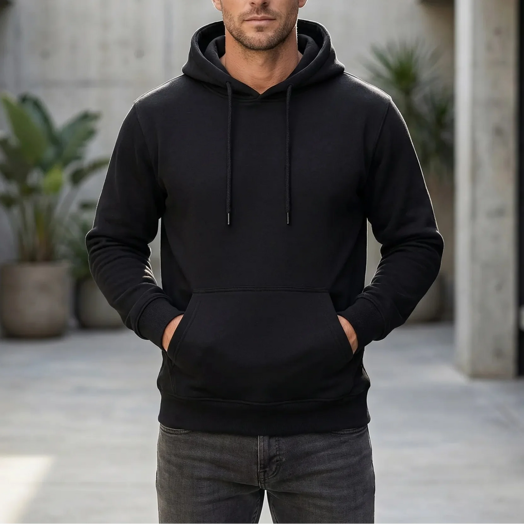 Hoodrix - Solid Color Pullover Hoodie For Men
