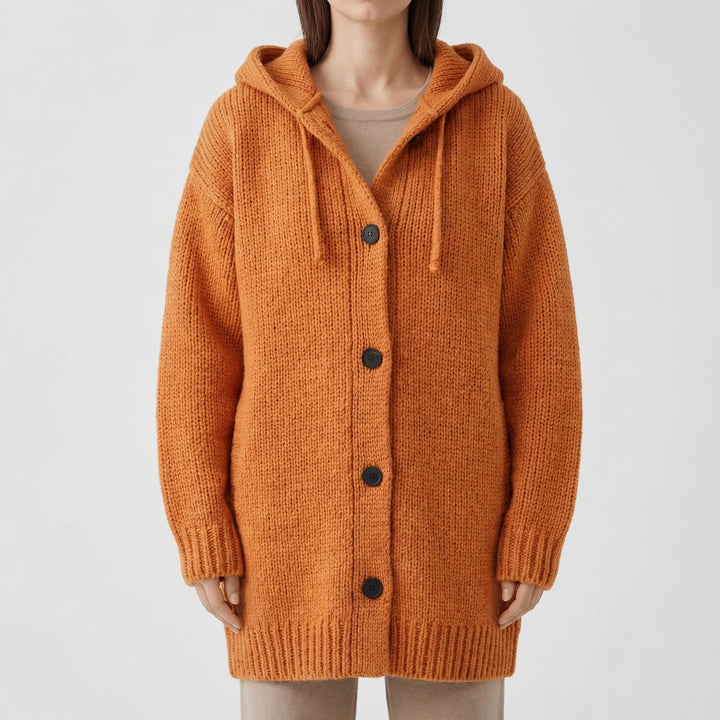 Hoodwyn - Long Hooded Button-Front Cardigan