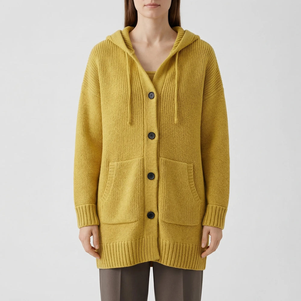 Hoodwyn - Long Hooded Button-Front Cardigan