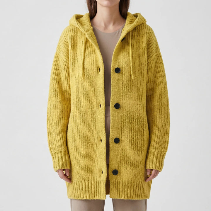 Hoodwyn - Long Hooded Button-Front Cardigan