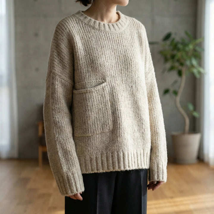 Ivorra - Oversized Round Neck Knit Sweater