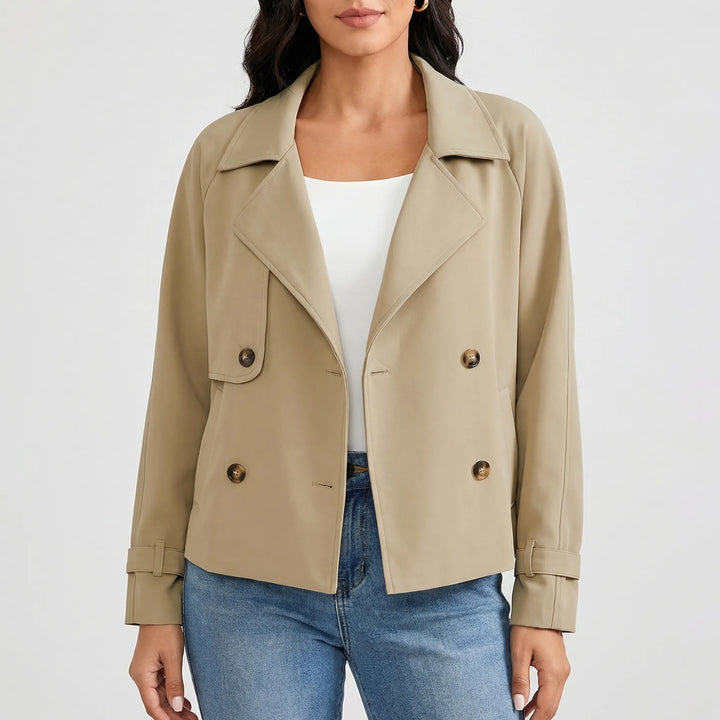Velvona - Double-Breasted Cropped Blazer Jacket