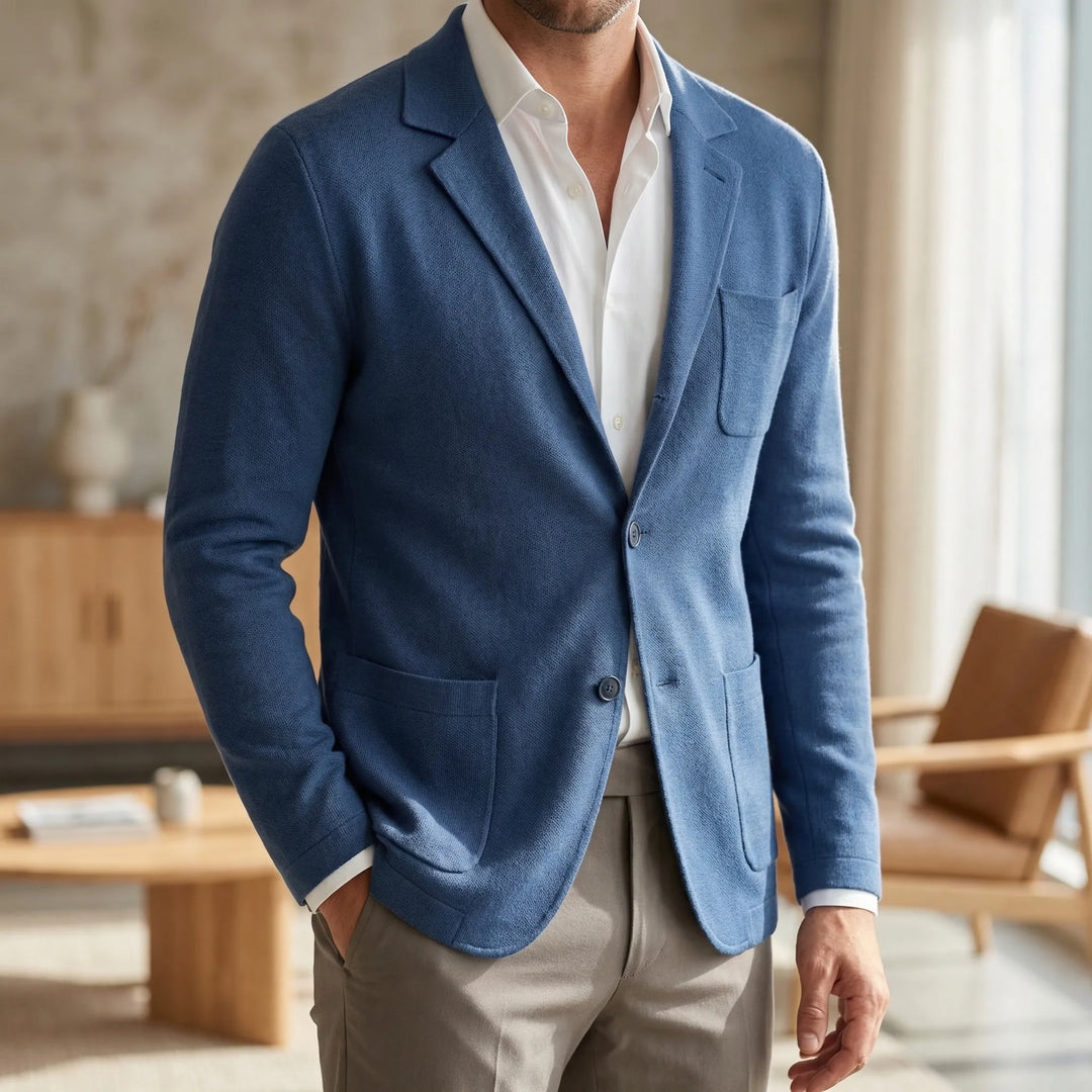Klavorn - Lapel Collar Knit Blazer For Men