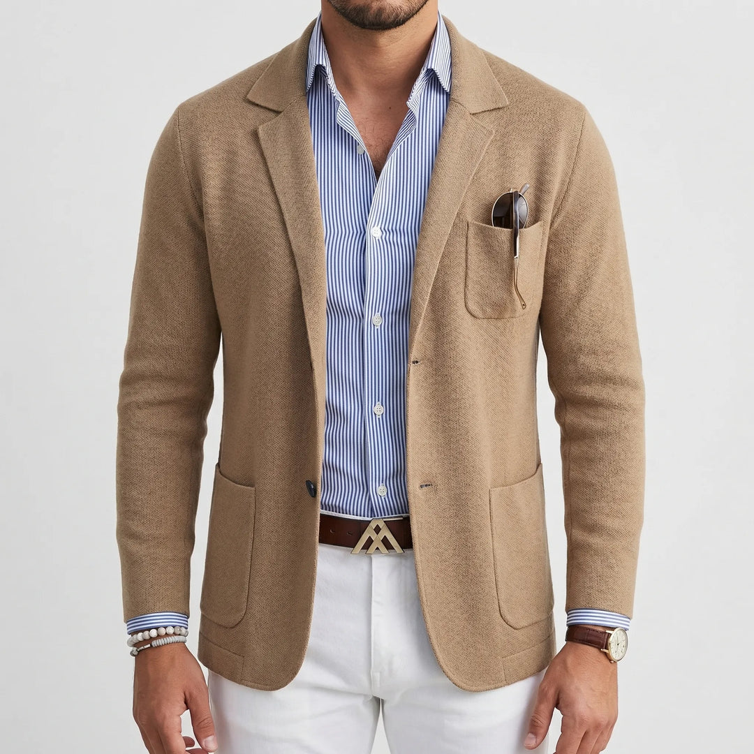 Klavorn - Lapel Collar Knit Blazer For Men