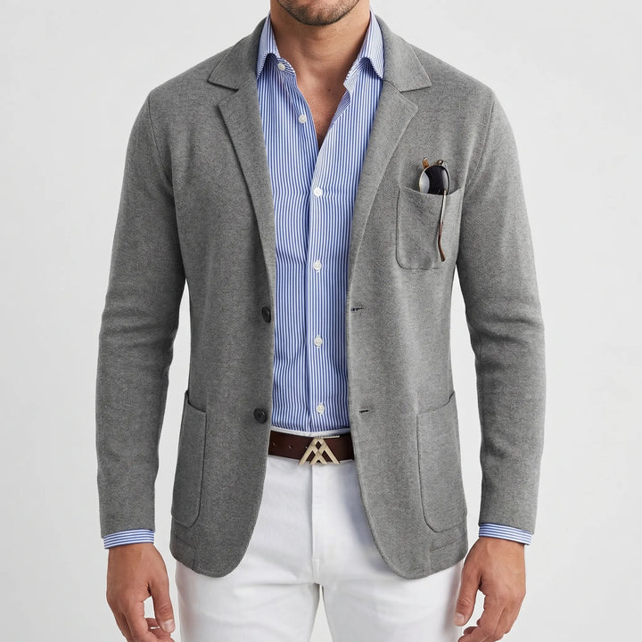 Klavorn - Lapel Collar Knit Blazer For Men