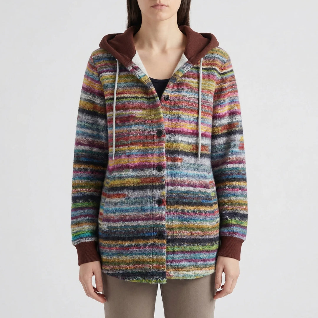 Knitella - Hooded Button-Front Knit Cardigan