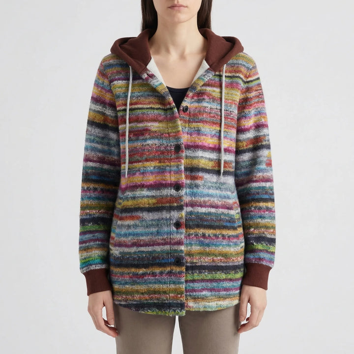 Knitella - Hooded Button-Front Knit Cardigan