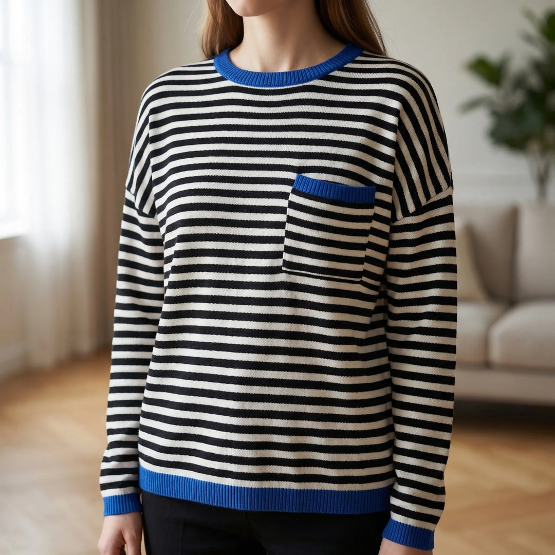 Knitelle - Loose Fit Striped Knit Pullover
