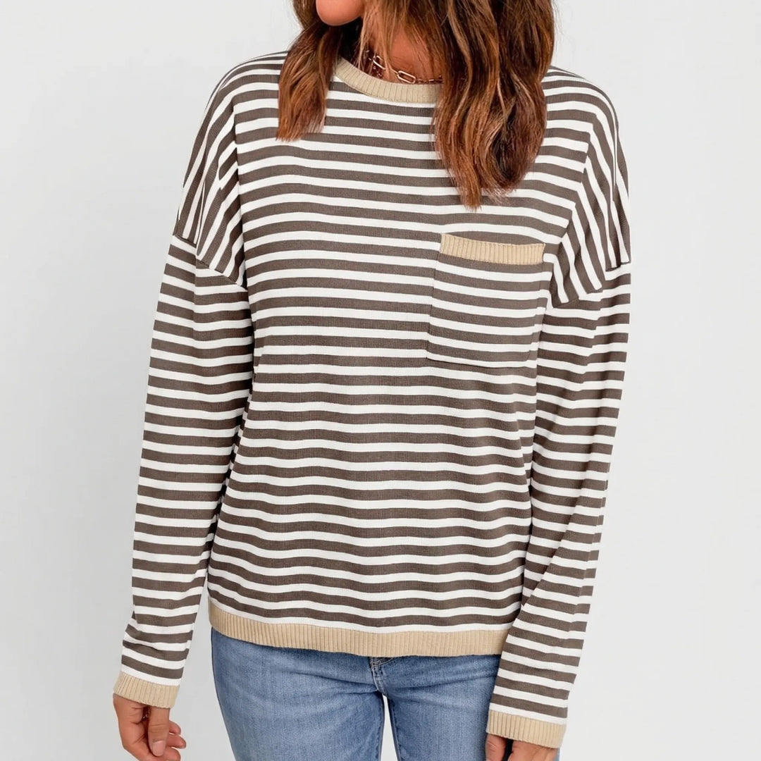 Knitelle - Loose Fit Striped Knit Pullover