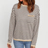Loose Fit Randig Stickad Pullover