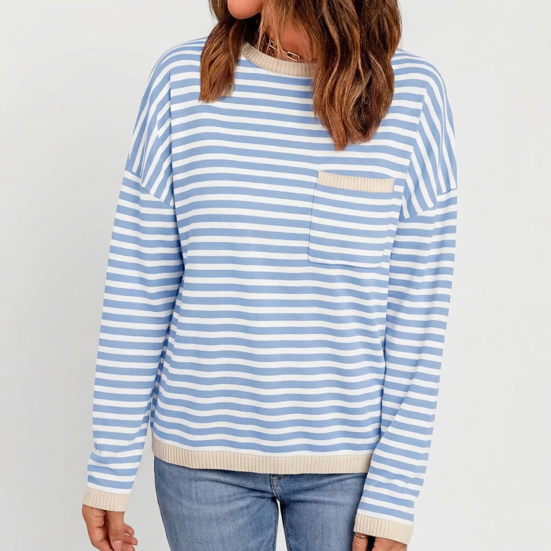 Knitelle - Loose Fit Striped Knit Pullover