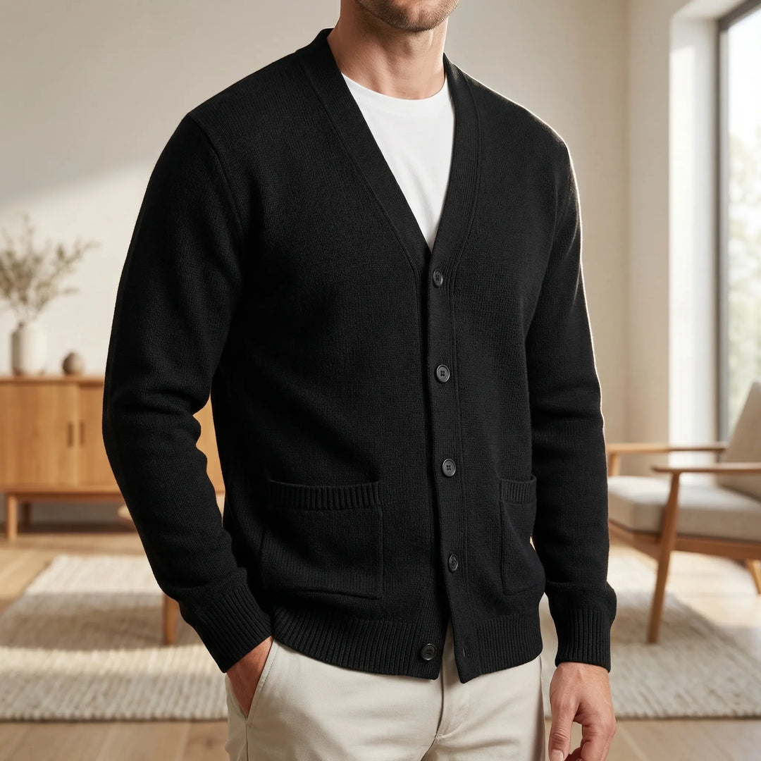 Knitoro - Shawl Collar Button-Front Knit Cardigan