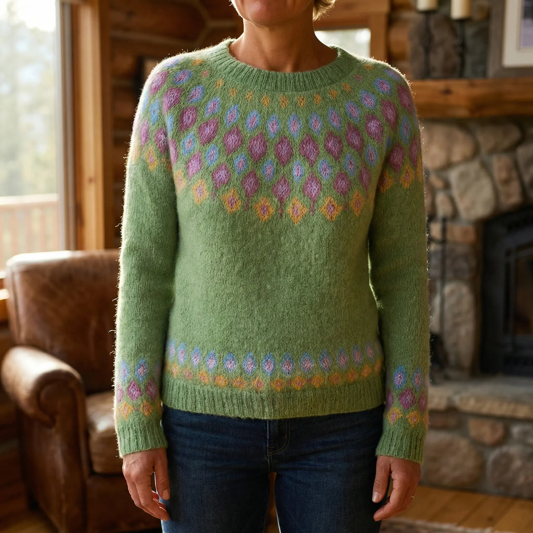 Knitvara - Fair Isle Printed Crew Neck Pullover