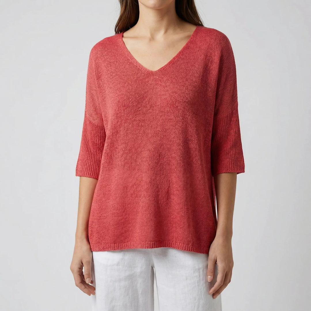 Knivara - V-Neck Knit Top For Women