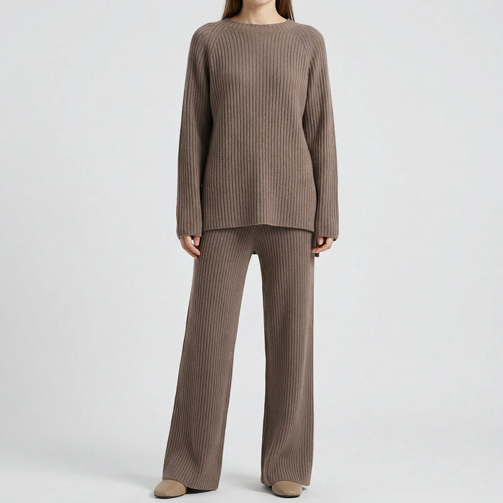 Knivelle - Ribbed Knit Two-Piece Sweater Set