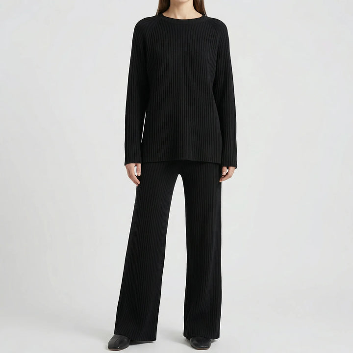 Knivelle - Ribbed Knit Two-Piece Sweater Set