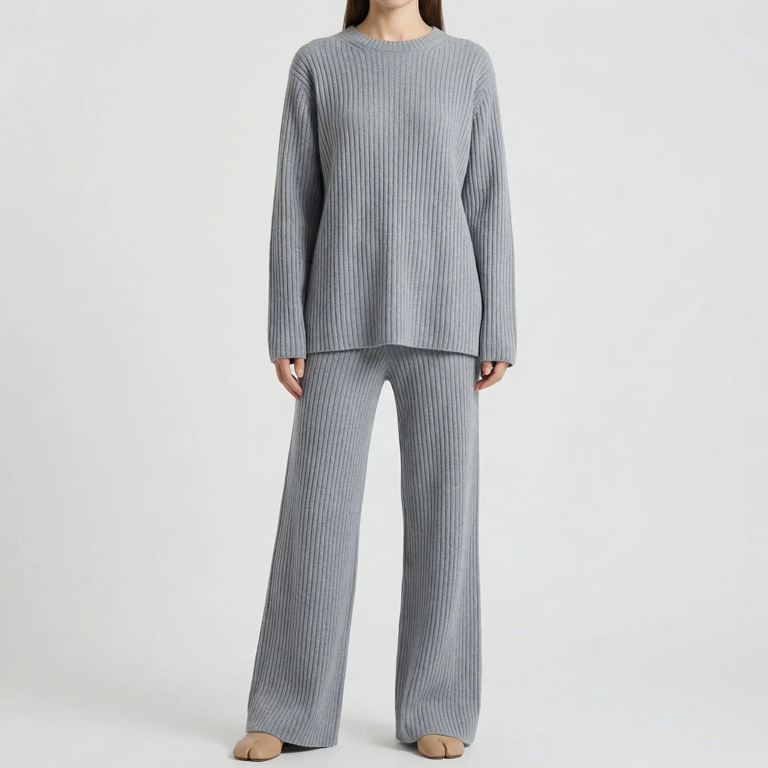 Knivelle - Ribbed Knit Two-Piece Sweater Set