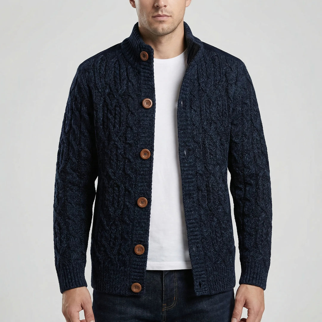 Knovurn - Fleece-Lined Cable Knit Cardigan Jacket